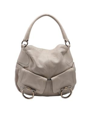 Ferragamo Gancini Pocket Hobo Bag - Gray