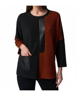 Joseph Ribkoff Boxy Colorblock Sweater Top - Black