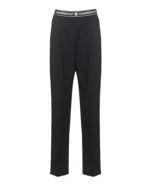 CASABLANCA Logo Elastic Waistband Pants - Black