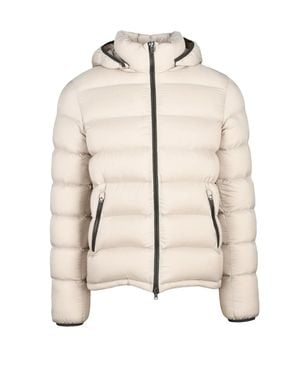 Herno Matte Finish Quilted Down Jacket With High Collar - Natural