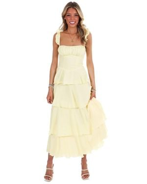 one & only Flutter Away Ruffle Tiered Dress - Metallic