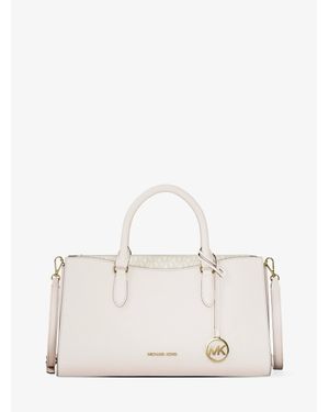 Michael Kors Outlet Arden Medium Leather Top-Zip Satchel - Natural