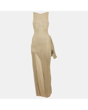 AYA MUSE Kei Lurex Knit Maxi Evening Dress - Natural