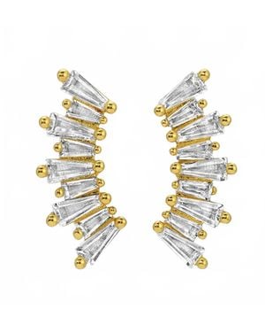Splendid Iris Curved Baguette Stud Earrings - Metallic