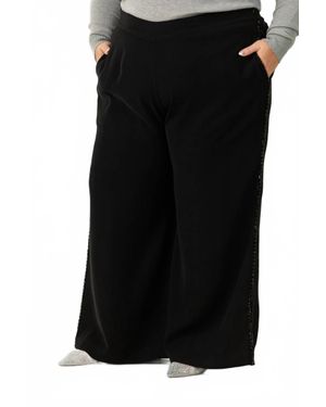 La Fuori Wide Leg Sequin Stripe Pants - Black