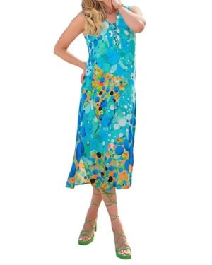 Dolcezza Big Angel Fish Mosaic Midi Dress - Blue