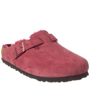Birkenstock Boston Vl Suede & Shearling Clog - Red