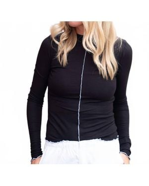 Project Social T Sparks Seamed Rib Funnel Neck Top - Blue