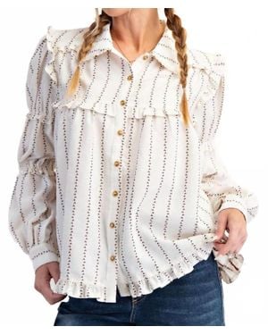 Easel Textured Woven Button Down Shirt - White