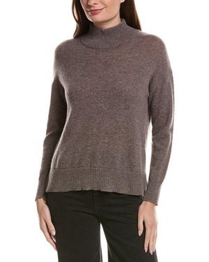 Hannah Rose Basic Mock Neck 100% Cashmere Sweater - Brown
