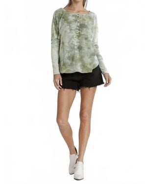 Umgee Tie Dye Ribbed Top - Green