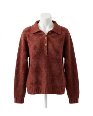 Faherty Miramar Linen Polo Top - Red