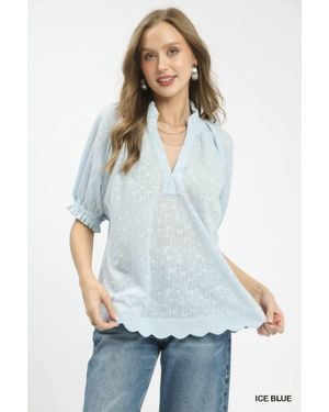 TRUEDAMES Textured Pintuck Blouse - White