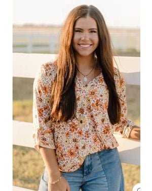 Sterling Kreek Fall Flowers Top - Brown