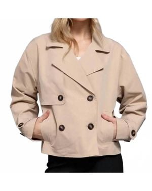 ACTIVE USA Short Double Breast Trench Jacket - Natural
