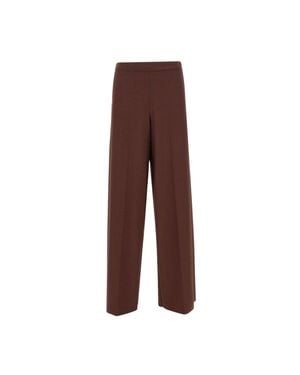 Marella High-Waist Palazzo Pants With Pressed Creases - Brown