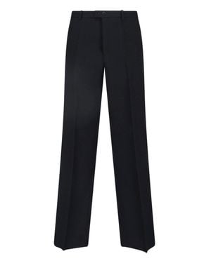 Jil Sander Tailored Virgin Wool Pants With Zip And Button Closure - Blue