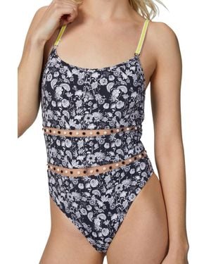 Amir Slama Cutout One-Piece Swimsuit - Blue