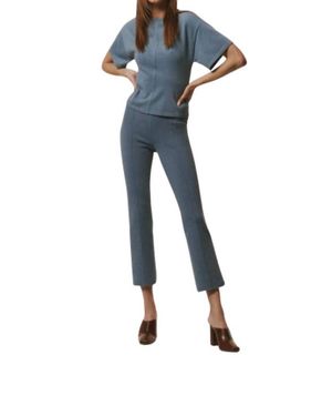 White + Warren Superfine Organic Cotton Kick Flare Pants - Blue
