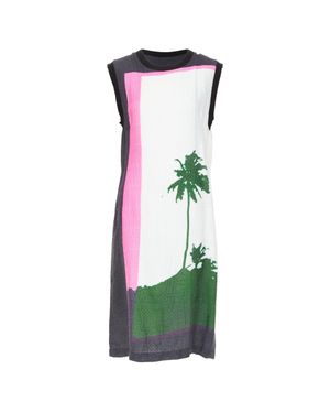 Dries Van Noten 2020 Len Lye Linen Blend Palm Tree Print Shift Dress Fr38 M - Green