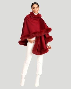 Gorski Cashmere Caplet With Fox Trim - Red