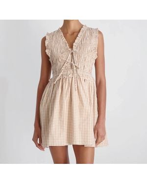 French Connection Rhodes Poplin Gingham Smocked Dress - Pink