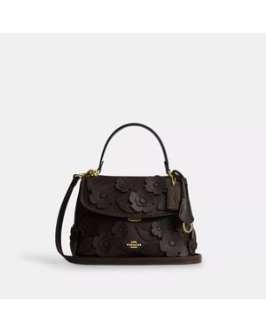 COACH Emory Top Handle Bag With Floral Applique - Black