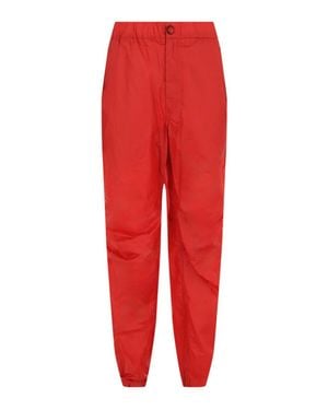 Ferragamo Coated Drawstring Straight-Leg Pants - Red
