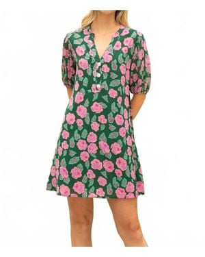 Voya Embellished Button Dress - Green