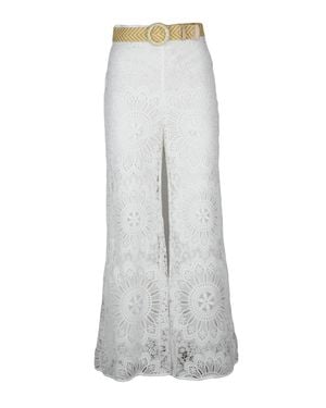 Zimmermann High-Waisted Broderie Anglaise Pants With Flared Leg - Gray
