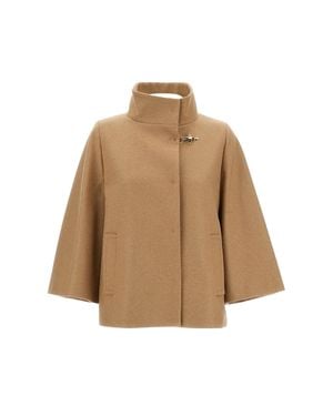 Fay Hooked Lined Cape - Natural
