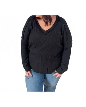 Zenana Khloe V-Neck Top - Black