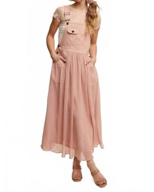 Listicle Cotton Maxi Overall Dress - Pink