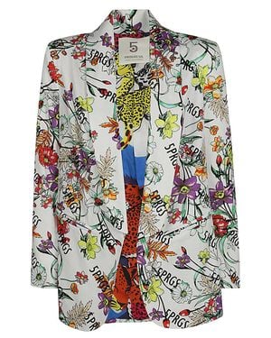 5 PROGRESS Printed Single Breasted Jacket - White