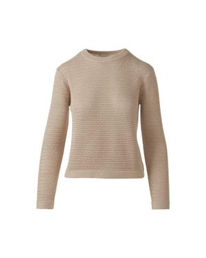 Kinross Cashmere Openwork Crew Sweater - Natural