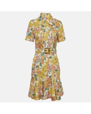 Zimmermann Floral Print Poppy Belted Mini Dress - Yellow