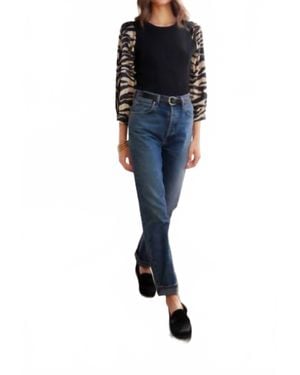 Fifteen Twenty Contrast Lory Velvet Top - Blue