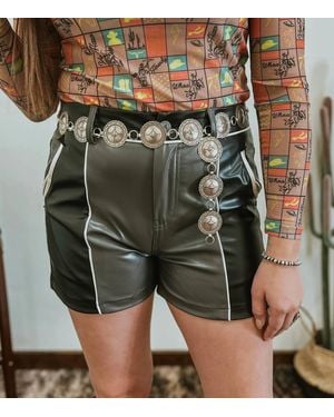 2FlyCo Camino Cowboys Leather Shorts - Green
