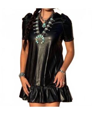 Lucky & Blessed Faux Leather Mini Dress - Black