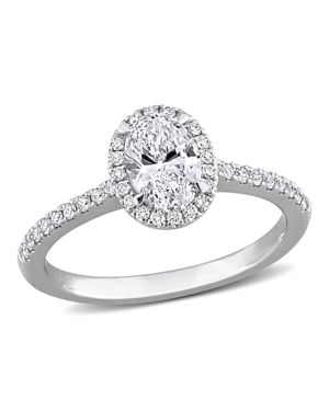 Created Forever 1Ct Tw Oval Lab-Grown Diamond Halo Engagement Ring - Metallic