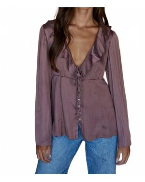 By Together Odette Ruffle Bell Sleeve Blouse - Purple