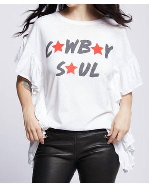 Recycled Karma Cowboy Soul Ruffle Tee - White