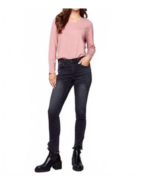 Charlie b Front Crossed Hem Pants With Stud Detail - Blue