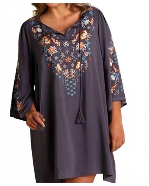 Umgee Embroidered Shift Dress - Purple