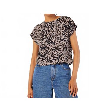 Apricot Leopard & Zebra Cropped Tee - Blue