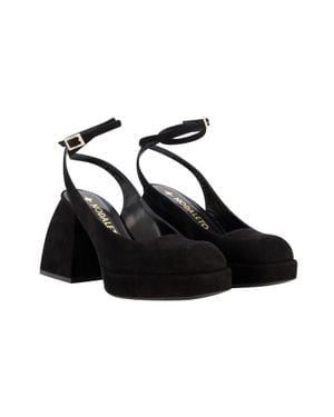 NODALETO Calfskin Ankle-Strap Heeled Sandals - Black