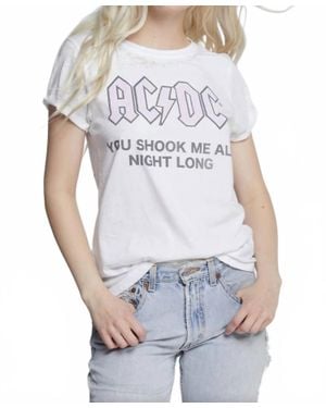 Recycled Karma Ac/Dc Shook Me All Night Long Top - White