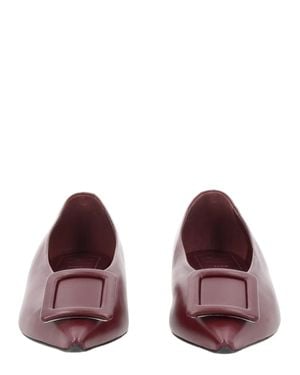 Roger Vivier Ballet-Inspired Pointed-Toe Lambskin Flats - Purple