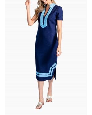 Sail To Sable Short Sleeve Classic Maxi Tunic Dress - Blue