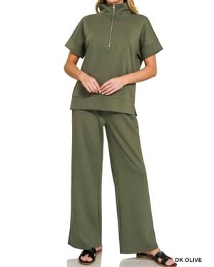 Zenana Structured Stretch Pullover Top - Green